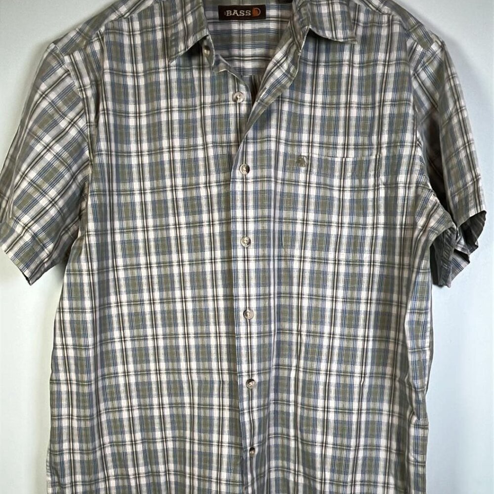 GH Bass Men's LG Plaid Short Sleeve Button Up Shirt Father's Day Gift Fishing Ca